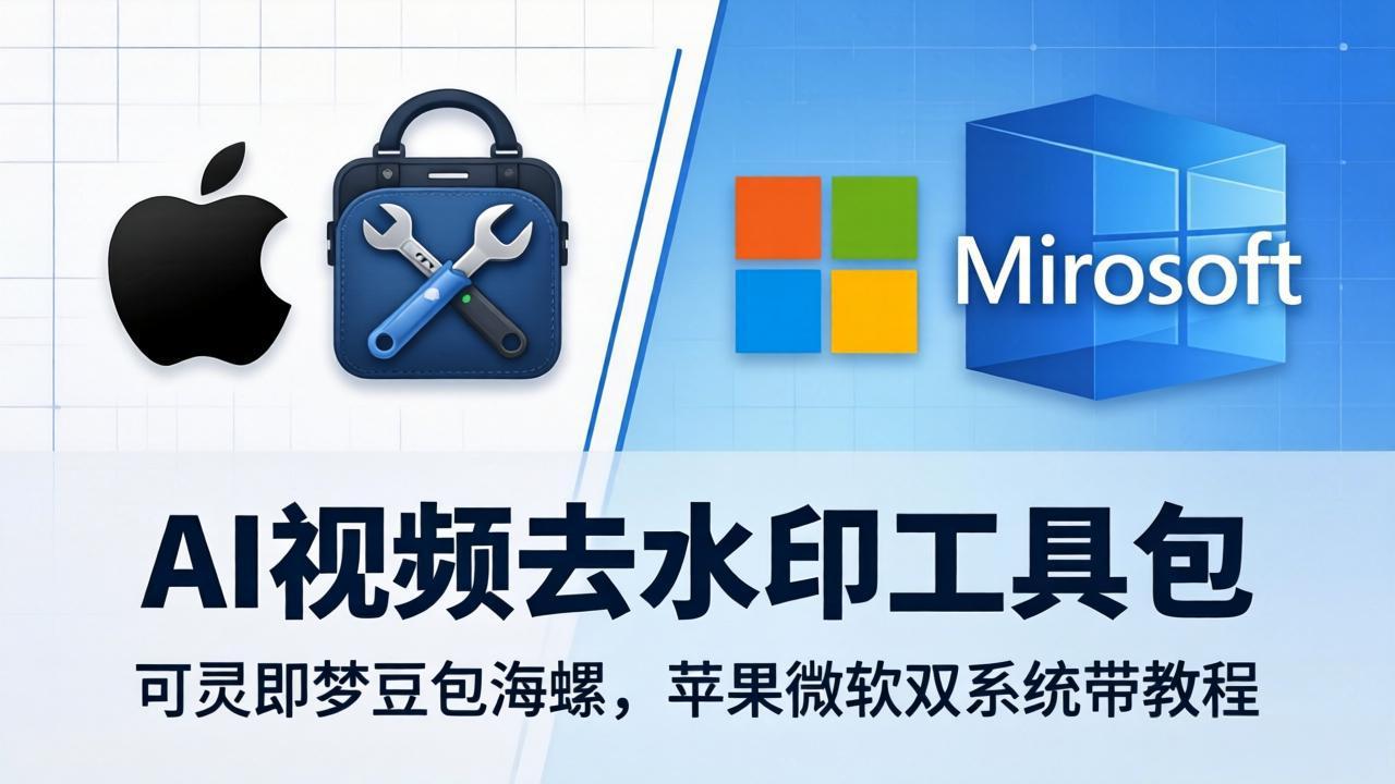 AI视频去水印工具包：可灵即梦豆包海螺，苹果微软双系统带教程-聚力云网创