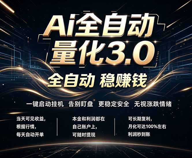EA黄金量化，全天无人值守，24小时不停干，小白轻松操作，日入1000+-聚力云网创