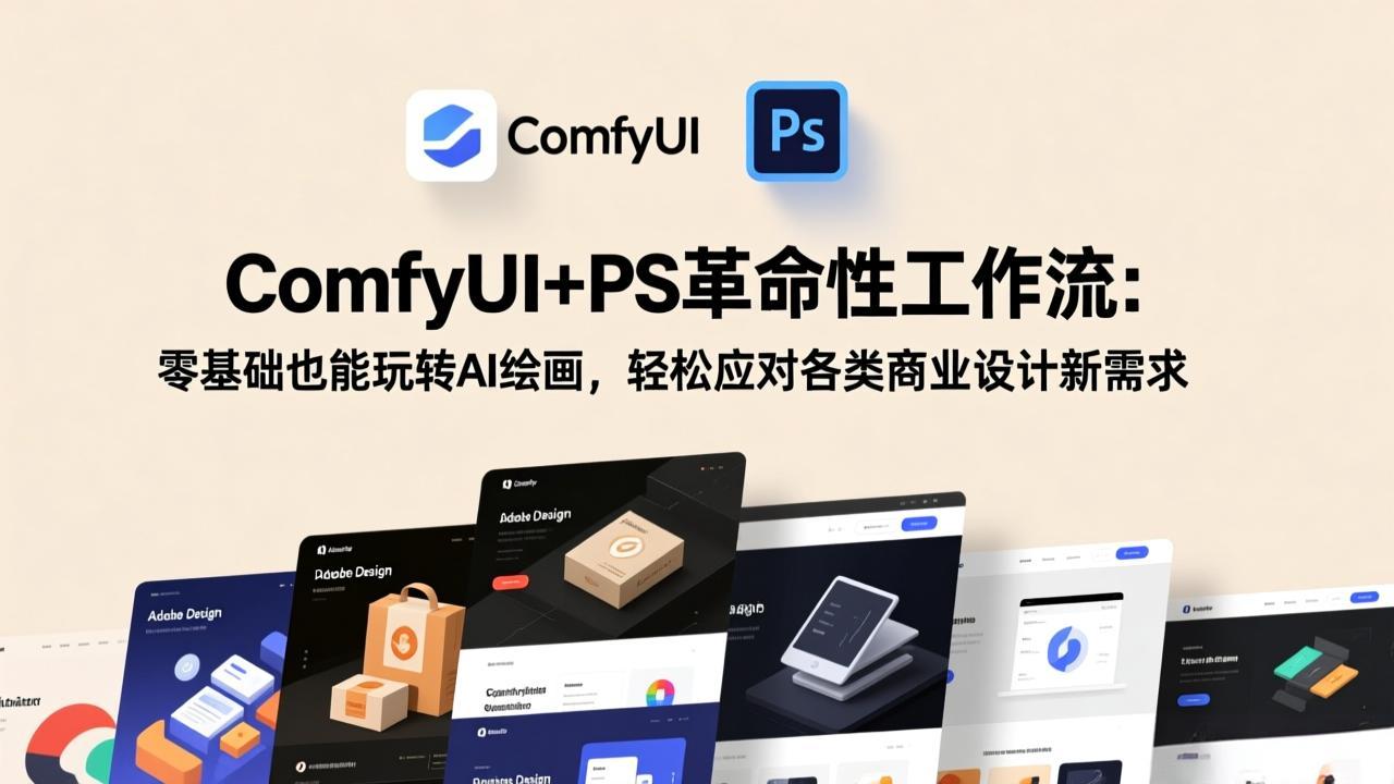 ComfyUI+PS革命性工作流：零基础也能玩转AI绘画，轻松应对各类商业设计新需求-聚力云网创