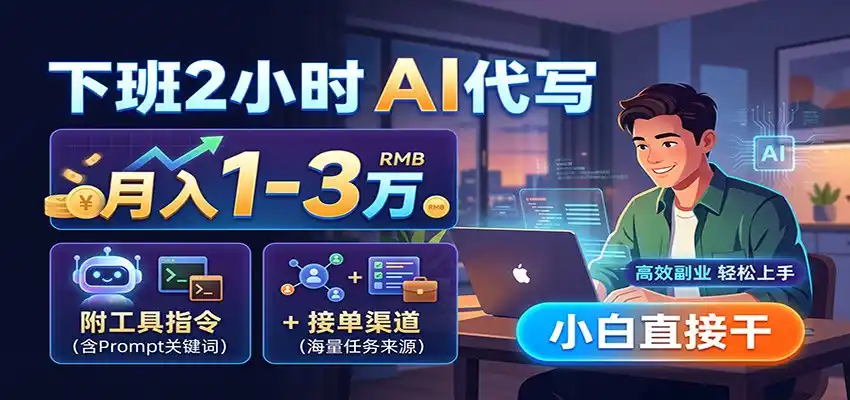 下班2小时AI代写,月入1-3万,附工具指令+接单渠道,小白直接干-聚力云网创