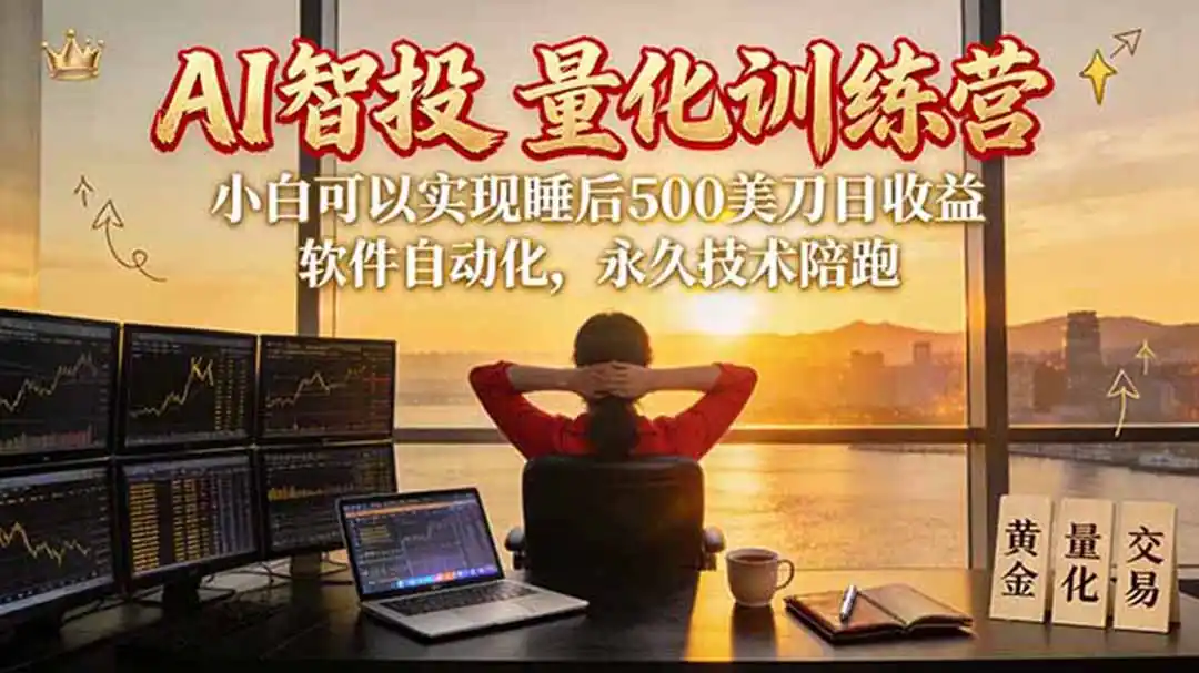 AI智投EA量化训练营【第三期】,多策略智投+防爆技术+趋势分析 ,轻松上手,矩阵放大,长期稳定。-聚力云网创