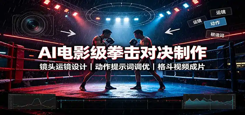 AI电影级拳击对决制作：镜头运镜设计，动作提示词调优，格斗视频成片-聚力云网创
