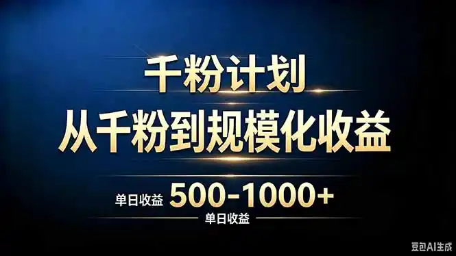 抖音千粉账号计划,从千粉到规模化收益 500-1000+单日收益-聚力云网创