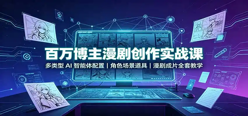 百万博主漫剧创作实战课:多类型AI智能体配置,角色场景道具,漫剧成片全套教学-聚力云网创