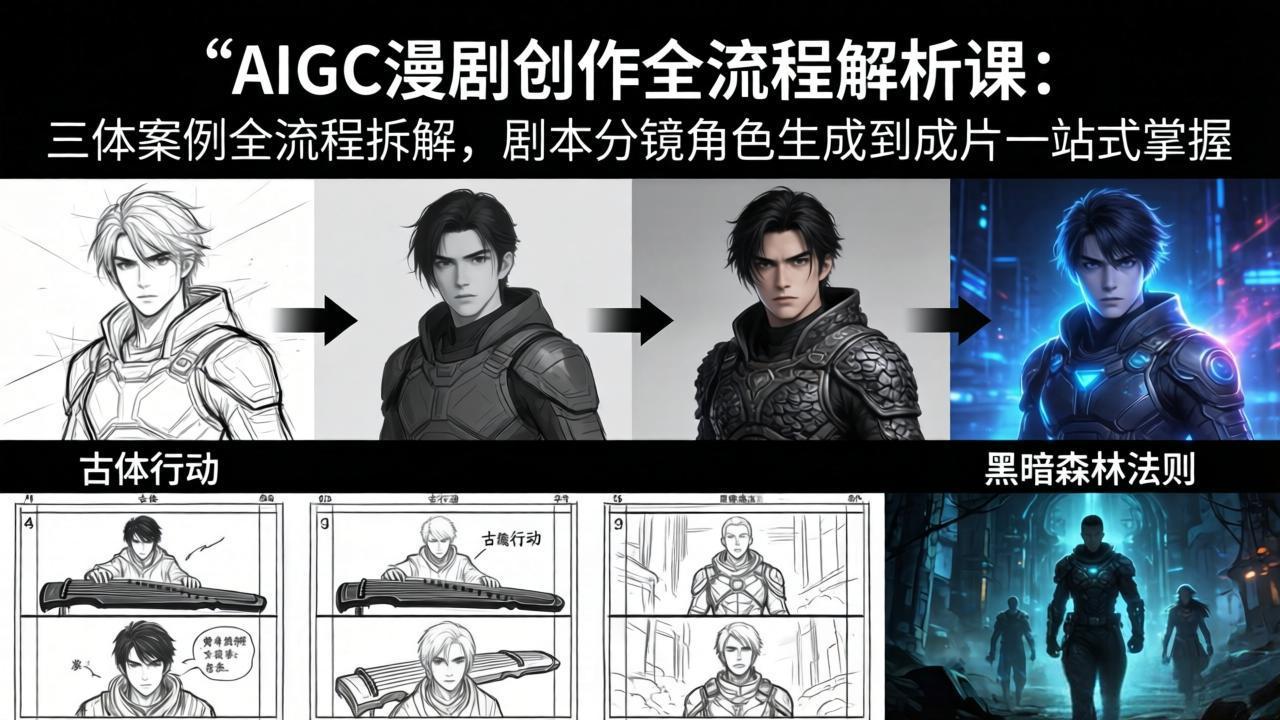 AIGC漫剧创作全流程解析课：三体案例全流程拆解，剧本分镜角色生成到成片一站式掌握-聚力云网创