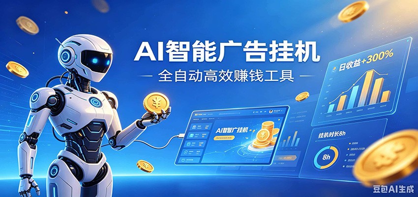AI智能广告挂机，小白轻松上手，在家自动赚收益-聚力云网创