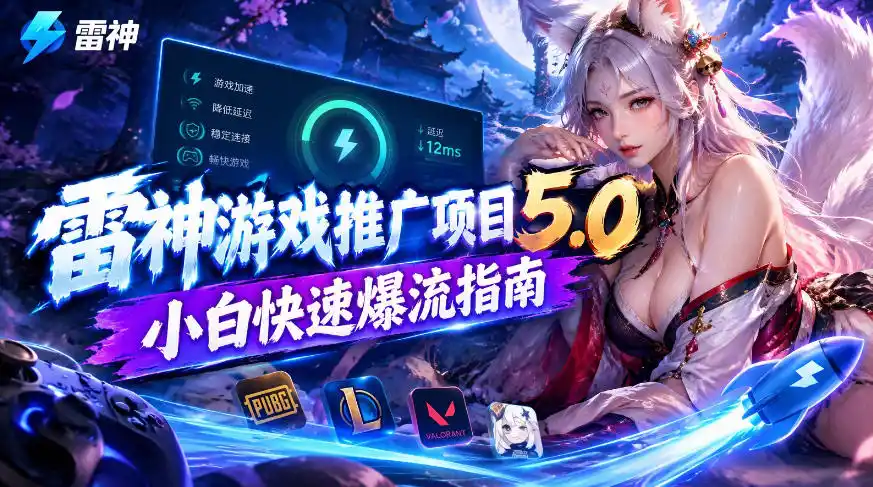 雷神游戏推广项目5.0-小白快速爆流指南,最的好一天收益就1K+-聚力云网创