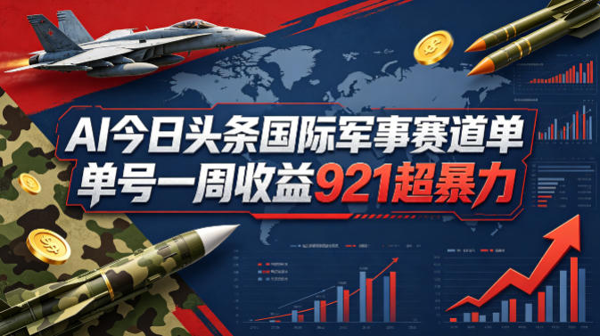 AI今日头条国际军事赛道,单号一周收益921,超暴力-聚力云网创