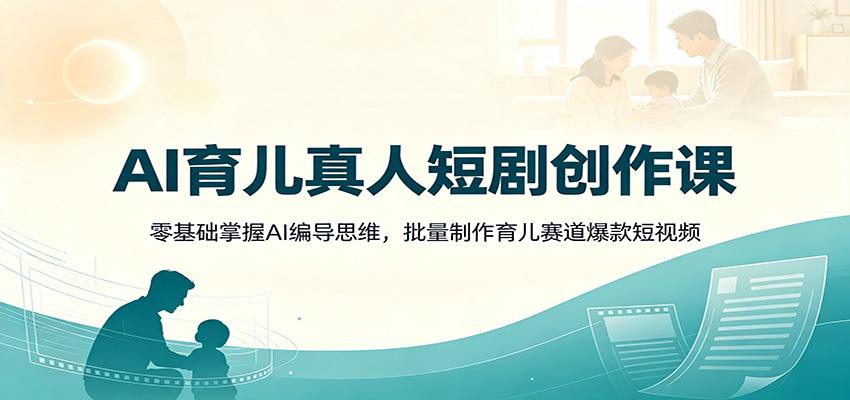 AI育儿真人短剧创作课:零基础掌握AI编导思维,批量制作育儿赛道爆款短视频-聚力云网创