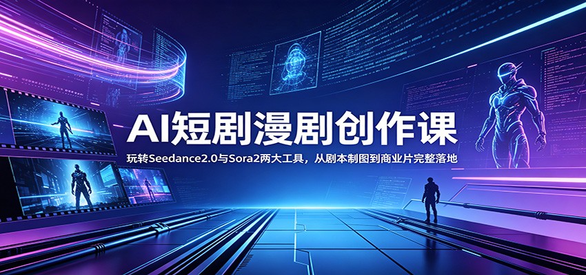 AI短剧漫剧创作课：玩转Seedance2.0与 Sora2两大工具，从剧本制图到商业片完整落地-聚力云网创