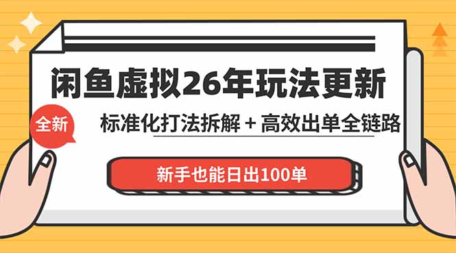 闲鱼虚拟从0到1系统化运营课程:标准化打法拆解 + 高效出单全链路教学,新手也能日出100单-聚力云网创