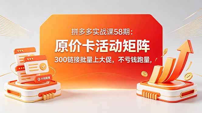 拼多多实战课58期:原价卡活动矩阵,300链接批量上大促,不亏钱跑量-聚力云网创
