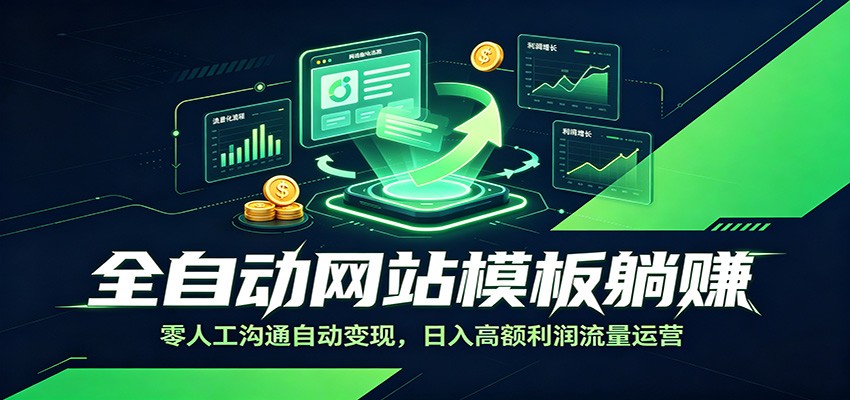 全自动网站模板躺赚：零人工沟通自动变现，日入高额利润流量运营-聚力云网创