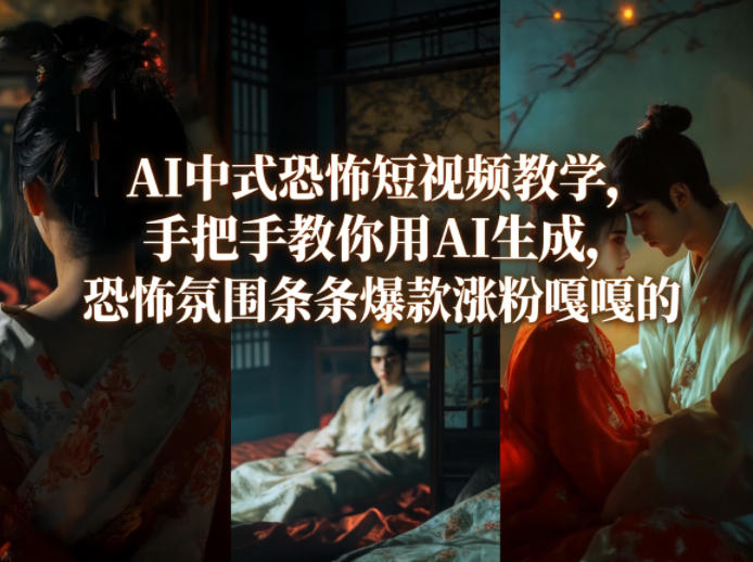 AI中式恐怖短视频教学，手把手教你用AI生成，恐怖氛围条条爆款涨粉嘎嘎的-聚力云网创