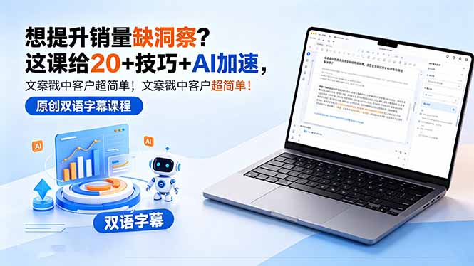 想提升销量缺洞察？这课给 20 + 技巧 + AI 加速，文案戳中客户超简单！【原创双语字幕】-聚力云网创
