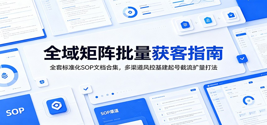 全域矩阵批量获客指南：全套标准化SOP文档合集，多渠道风控基建起号截流扩量打法-聚力云网创