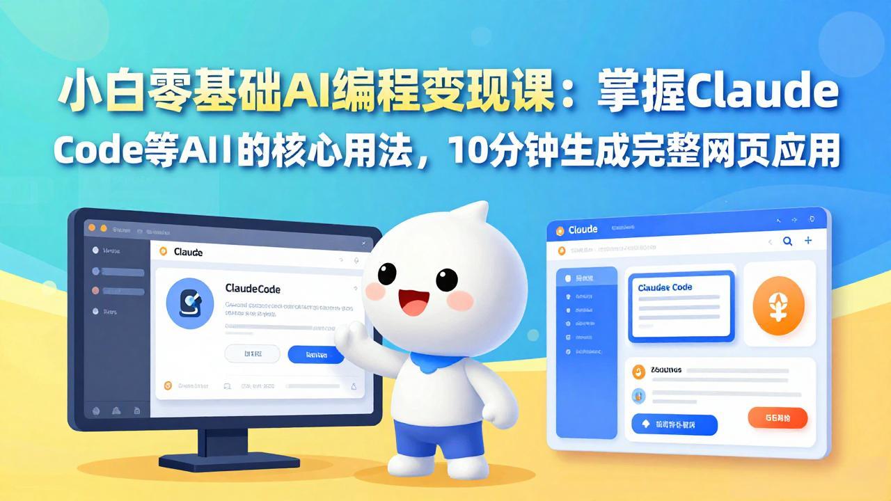小白零基础AI编程变现课：掌握Claude Code等AI工具的核心用法，10分钟生成完整网页应用-聚力云网创