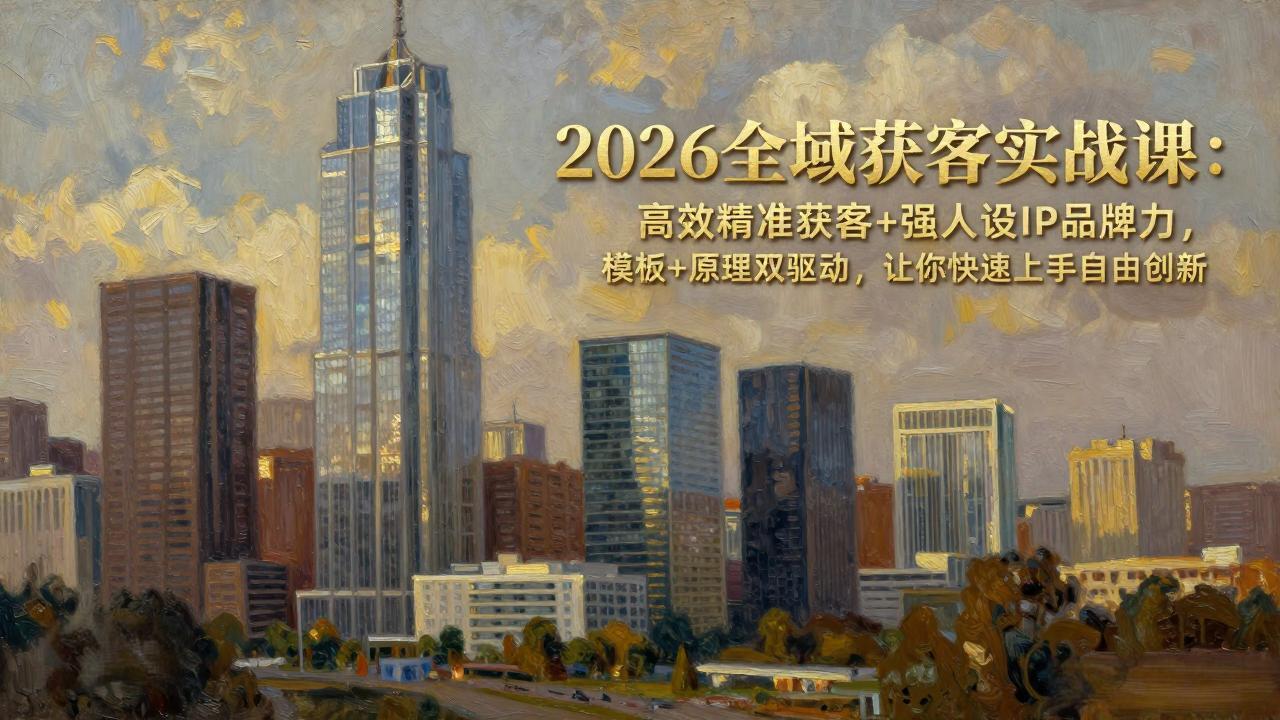 2026全域获客实战课：高效精准获客+强人设IP品牌力，模板+原理双驱动，让你快速上手自由创新-聚力云网创