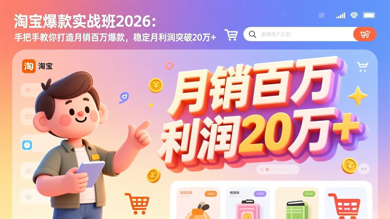 淘宝爆款实战班-2026年3月更新：手把手教你打造月销百万爆款，稳定月利润突破20万+-聚力云网创