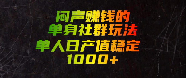 闷声賺钱的单身社群玩法,单人日产值稳定1000+【揭秘】-聚力云网创