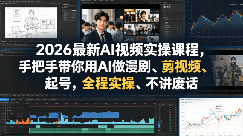 2026最新AI视频实操课程，手把手带你用AI做漫剧、剪视频、起号，全程实操、不讲废话-聚力云网创