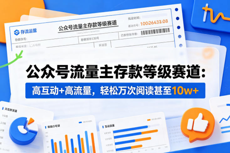 公众号流量主之存款等级赛道，高互动+高流量，轻松达到万次阅读，甚至10w+-聚力云网创