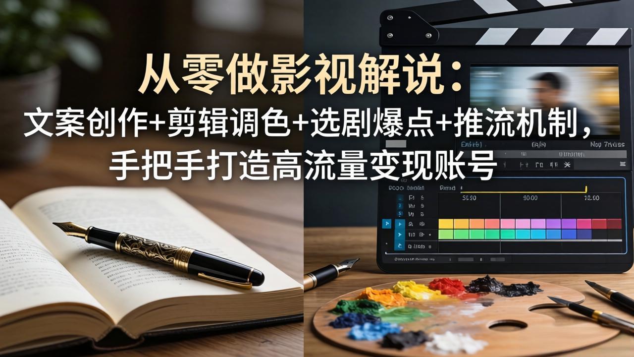 从零做影视解说:文案创作+剪辑调色+选剧爆点+推流机制,手把手打造高流量变现账号-聚力云网创