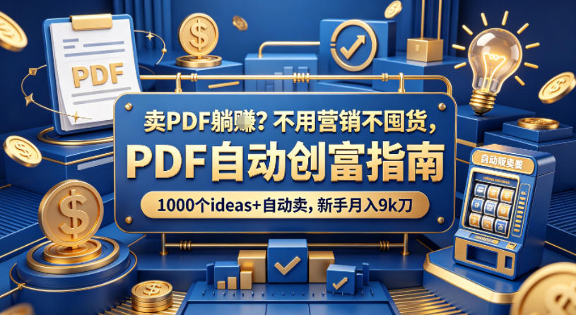 卖PDF躺賺？不用营销不囤货，PDF自动创富指南，1000个ideas+自动卖，新手月入9k刀【原创双语字幕】-聚力云网创