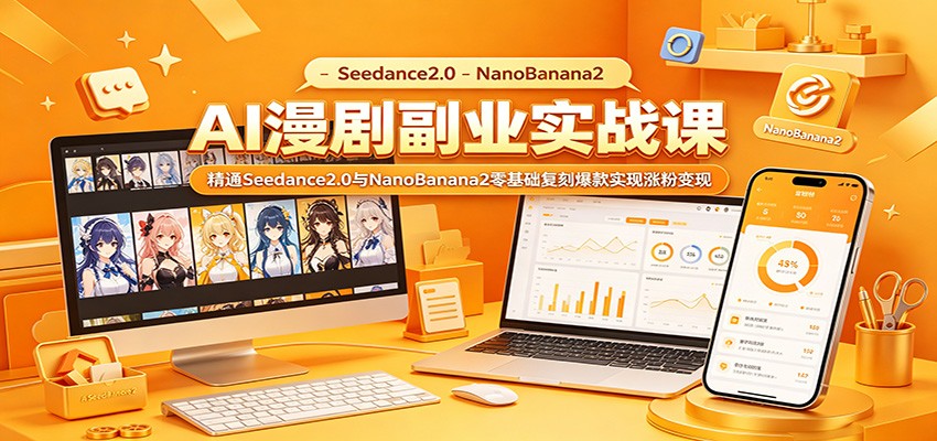 AI漫剧副业实战课：精通Seedance2.0与NanoBanana2零基础复刻爆款实现涨粉变现-聚力云网创