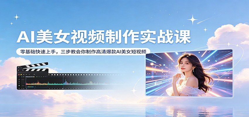 AI美女视频制作实战课：零基础快速上手，三步教会你制作高清爆款AI美女短视频-聚力云网创
