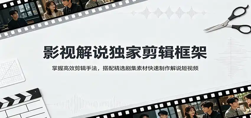 影视解说独家剪辑框架：掌握高效剪辑手法，搭配精选剧集素材快速制作解说短视频-聚力云网创