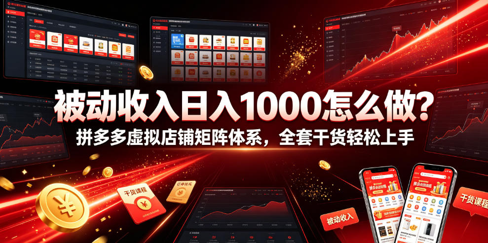 被动收入日入1000怎么做？拼多多虚拟店铺矩阵体系，全套干货轻松上手【揭秘】-聚力云网创