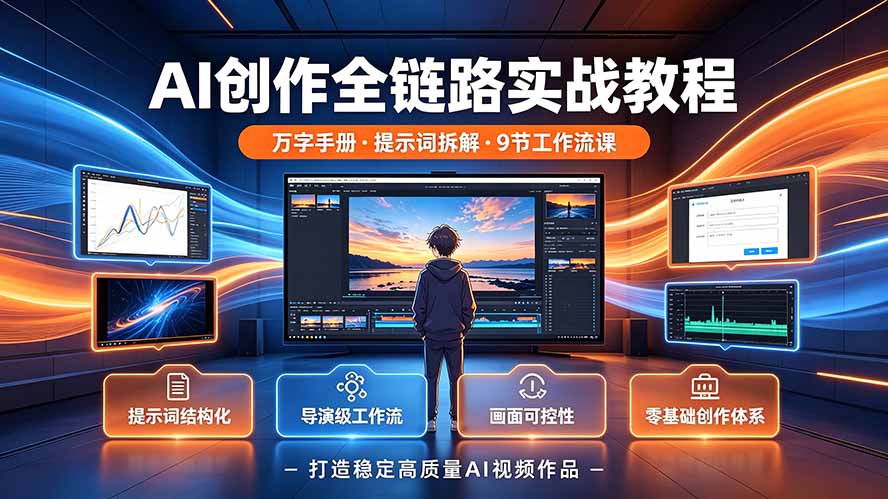 AI创作全链路实战教程｜万字手册·提示词拆解·9节工作流课，打造稳定高质量AI视频作品-聚力云网创