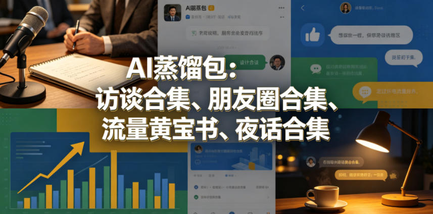AI蒸馏包:访谈合集、朋友圈合集、流量黄宝书、夜话合集【文档】-聚力云网创