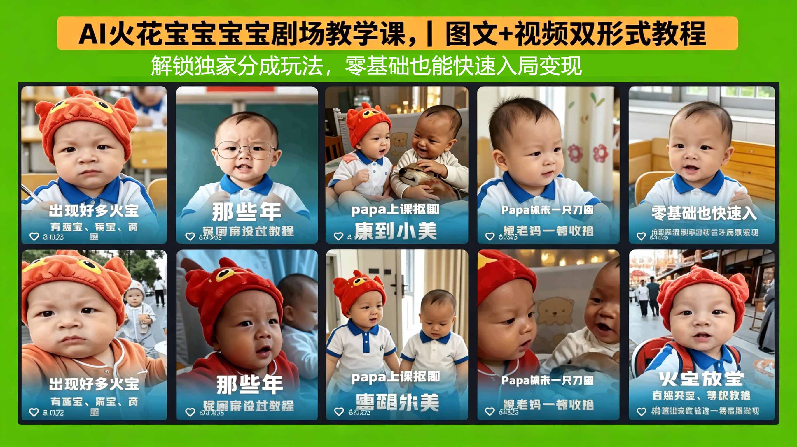 AI火花宝宝宝宝剧场教学课，图文+视频双形式教程，解锁独家分成玩法，零基础也能快速入局变现-聚力云网创