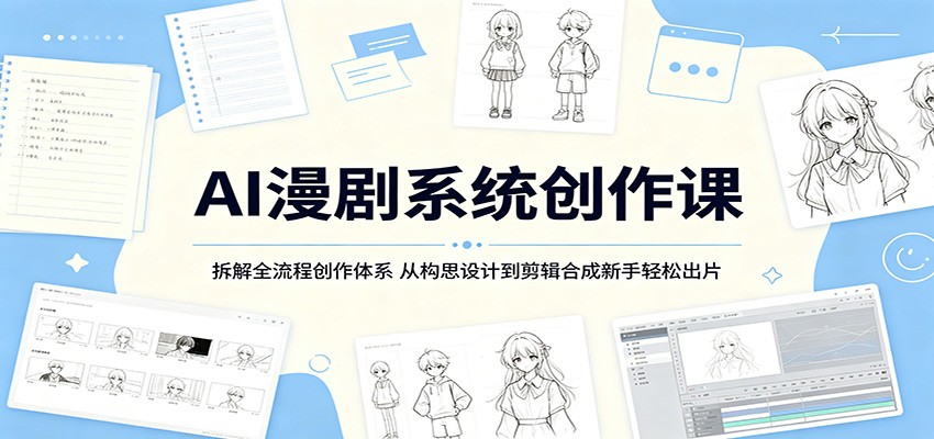 AI漫剧系统创作课：拆解全流程创作体系，从构思设计到剪辑合成新手轻松出片-聚力云网创