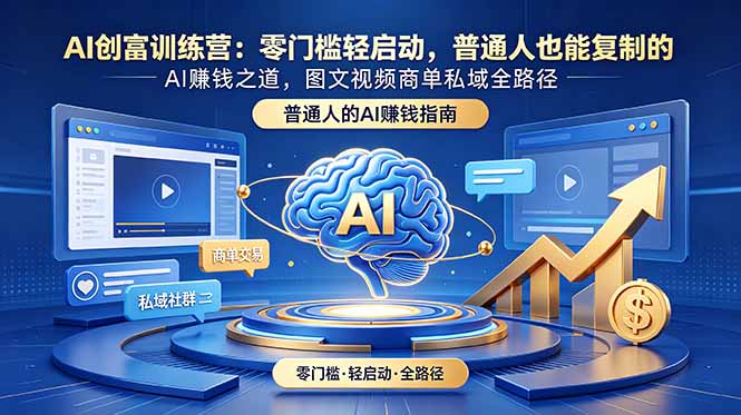 AI创富训练营：零门槛轻启动，普通人也能复制的AI赚钱之道，图文视频商单私域全路径-聚力云网创