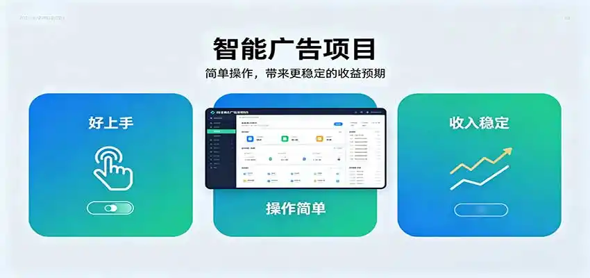 智能广告挂机项目,操作简单上手快,收益稳定可持续。稳定日入300+-聚力云网创