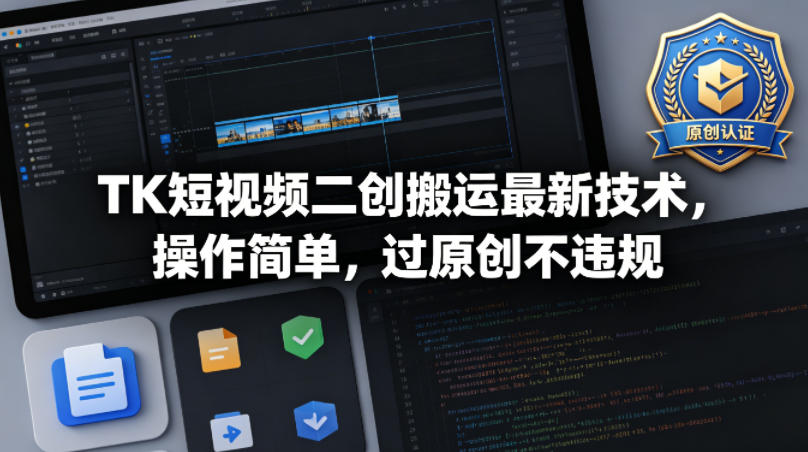TK短视频二创搬运最新技术，操作简单，过原创不违规-聚力云网创