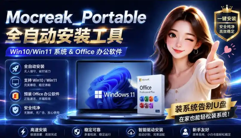 Mocreak全自动安装office和win10、win11系统,告别U盘装系统,使用安全可靠-聚力云网创