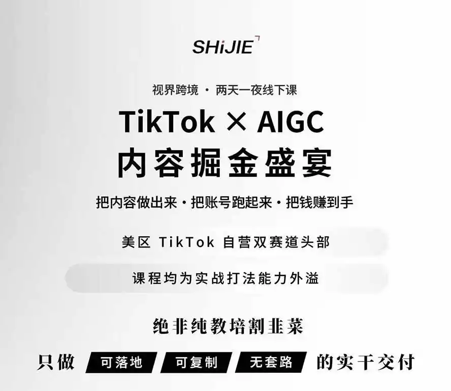 图片[1]-AIGC×TikTok美区短视频带货线下课；两天一夜完整回放，12小时高清视频收录头部操盘手全流程教学-聚力云网创