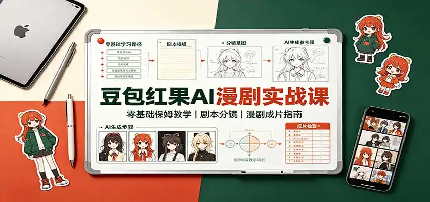豆包红果AI漫剧实战课：零基础保姆教学，剧本分镜，漫剧成片指南-聚力云网创