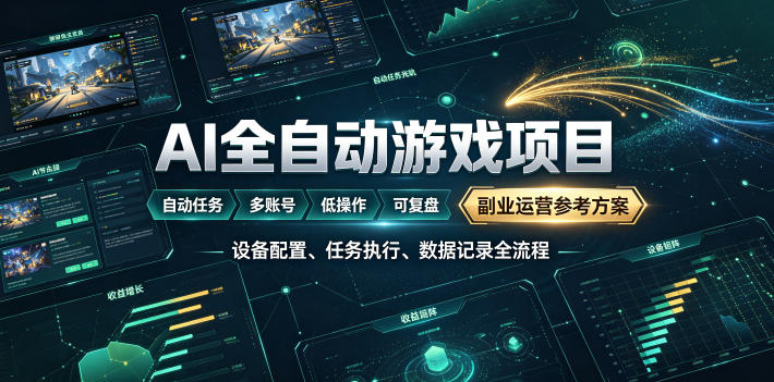 AI全自动游戏躺賺副业:日入几百,稳定运行三年的项目!【揭秘】