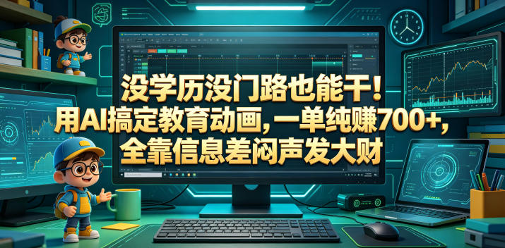 没学历没门路也能干！用AI搞定教育动画，一单纯賺700+，全靠信息差闷声发大财【揭秘】-聚力云网创