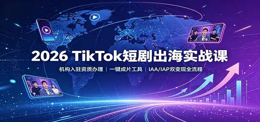 2026 TikTok短剧出海实战课：机构入驻资质办理，一键成片工具，IAA/IAP双变现全流程-聚力云网创