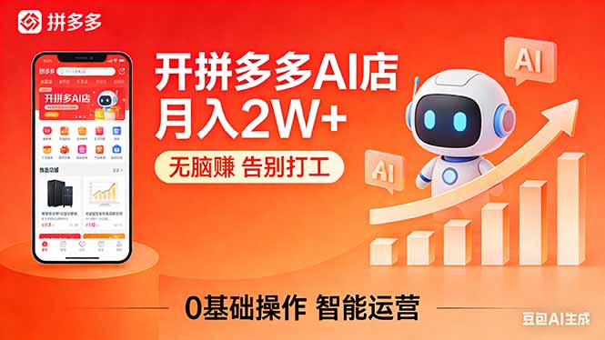 开一家拼多多AI店，月入2W+，无脑赚，告别打工，附SOP手册-聚力云网创