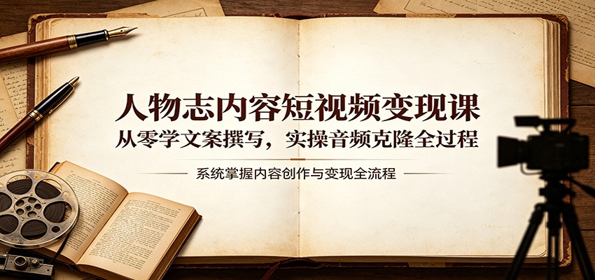 人物志内容短视频变现课:从零学文案撰写,实操音频克隆全过程-聚力云网创