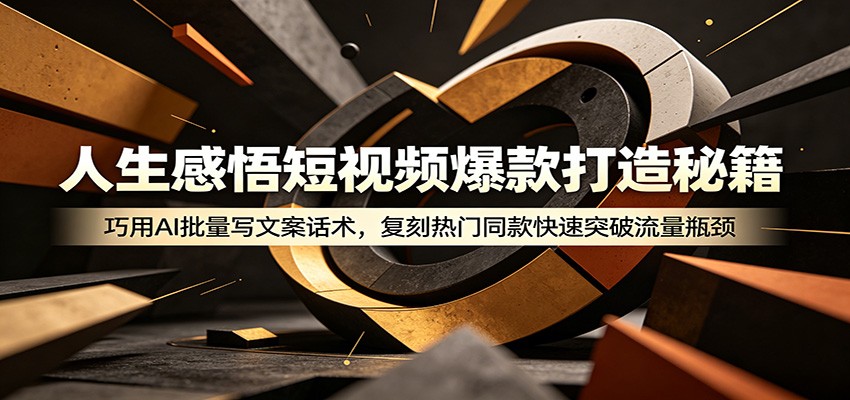 人生感悟短视频爆款打造秘籍：巧用A 批量写文案话术，复刻热门同款快速突破流量瓶颈-聚力云网创