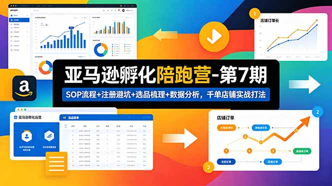 亚马逊孵化陪跑营-第7期：SOP流程+注册避坑+选品梳理+数据分析，千单店铺实战打法(更新0625-聚力云网创
