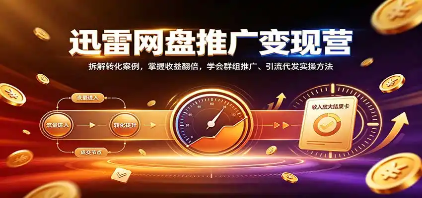 迅雷网盘推广变现营：拆解转化案例，掌握收益翻倍，学会群组推广、引流代发实操方法-聚力云网创